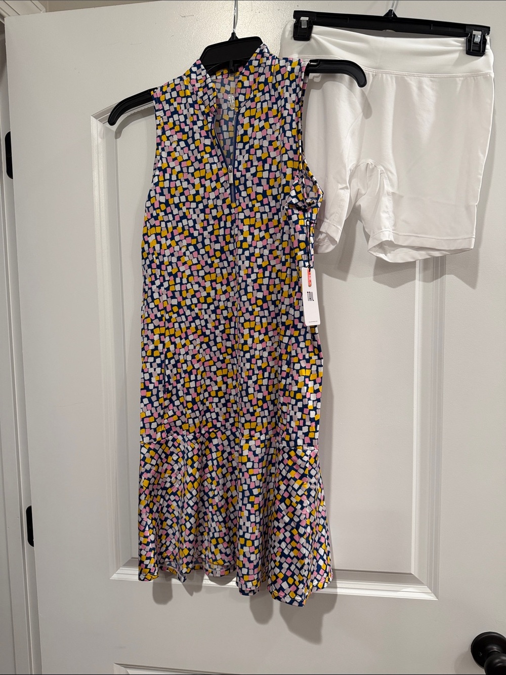 Tail Active Sleeveless Golf Dress with Zip Mock Neck — Multi-Color Print